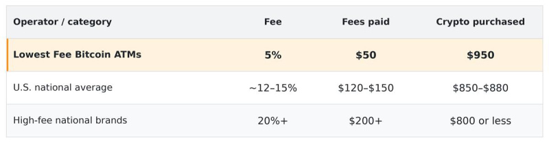 Lowest Fee Bitcoin ATMs Announces Launch of More Than 400 ATMs Nationwide 3 Lowest Fee Bitcoin ATMs Fee Comparison High Res 1790863231RSPVOiWVZU