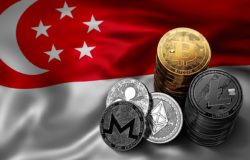 Singapur Flag Monety Btc Bitcoin Monero Ripple Ethereum Lite